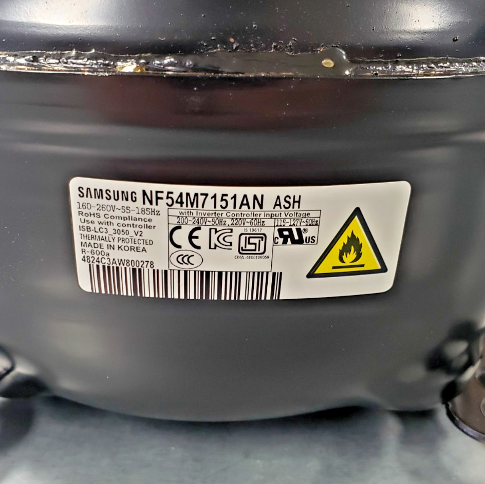 OEM Samsung Refrigerator R600A Compressor NF54M7151ANASH