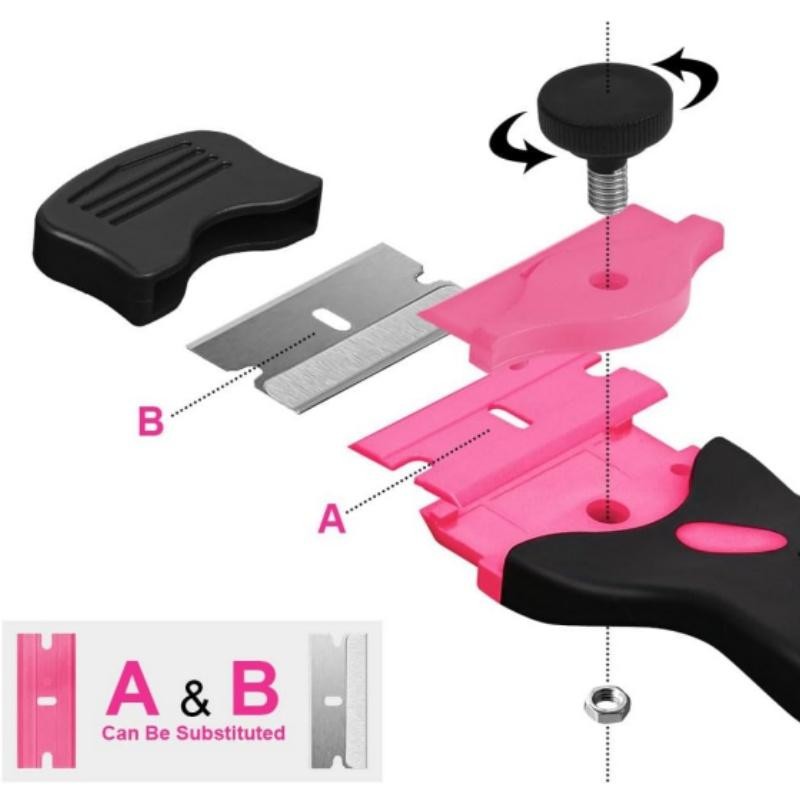 Double Edged Razor Blade Scraping Tool Set with 10 Plastic & 10 Metal Blades