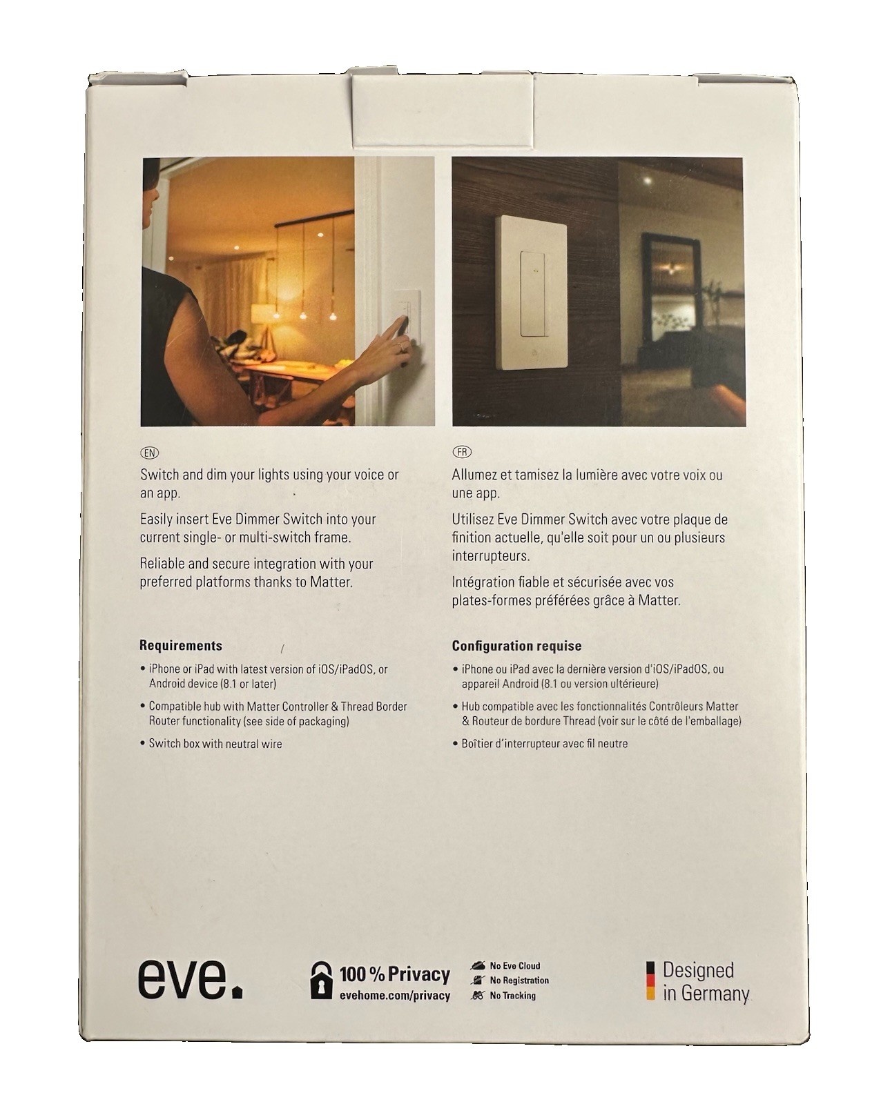 Eve Dimmer Switch (Matter) Smart Dimmer Switch, For Alexa/ Apple & Google Home