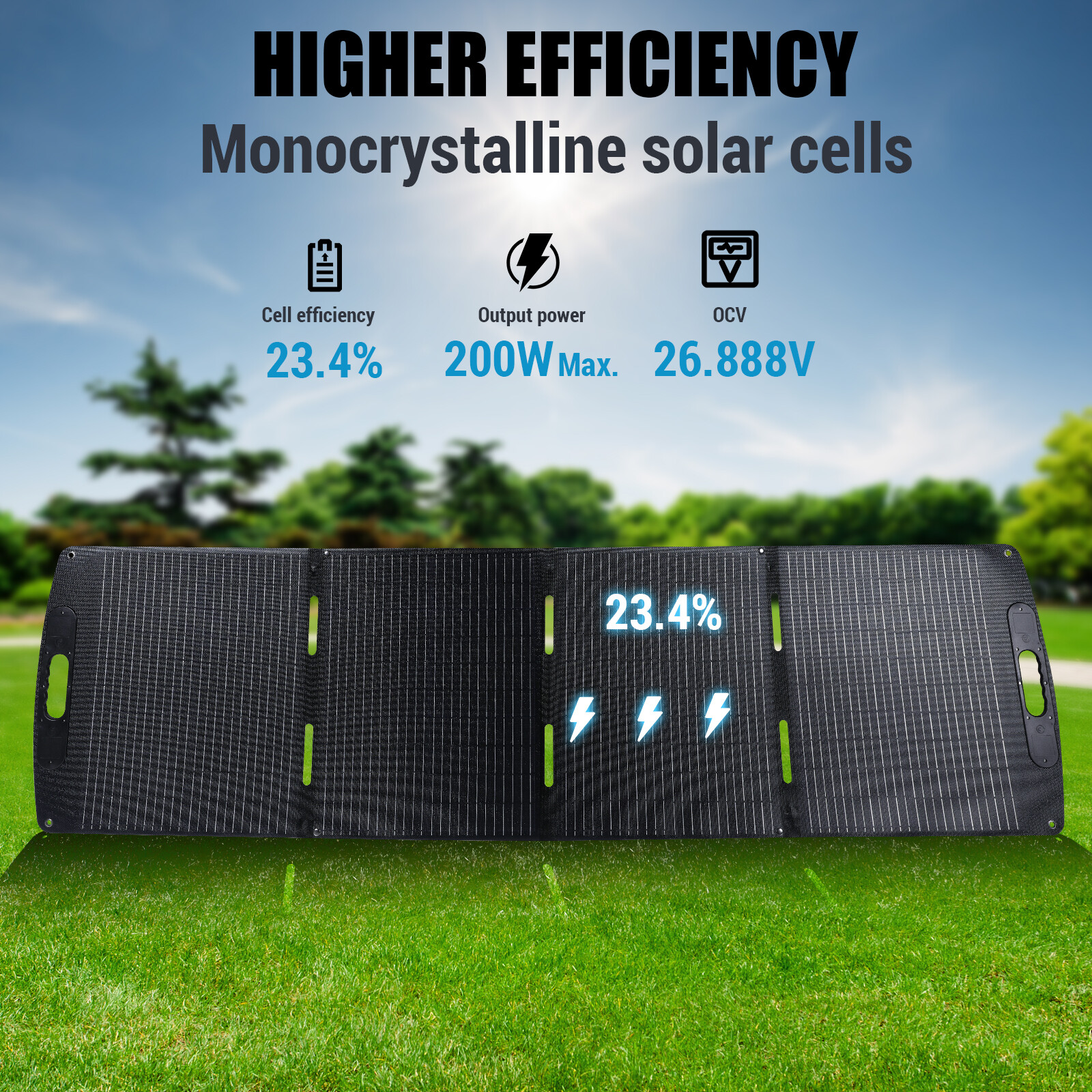 200W Solar Panel Blanket Portable Solar Suitcase Foldable for Power Station RV