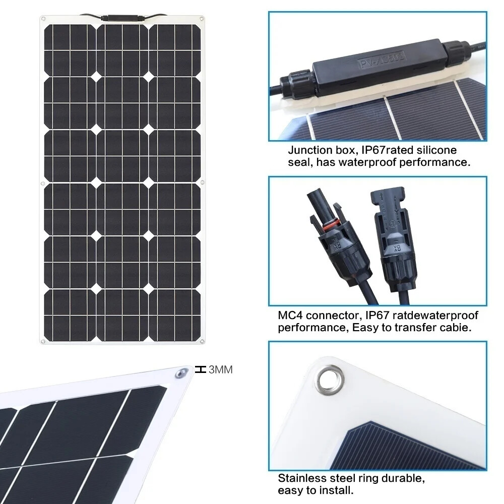 600W Flexible Solar Panel Mono 18V Portable Power Camping Home RV Battery Charge