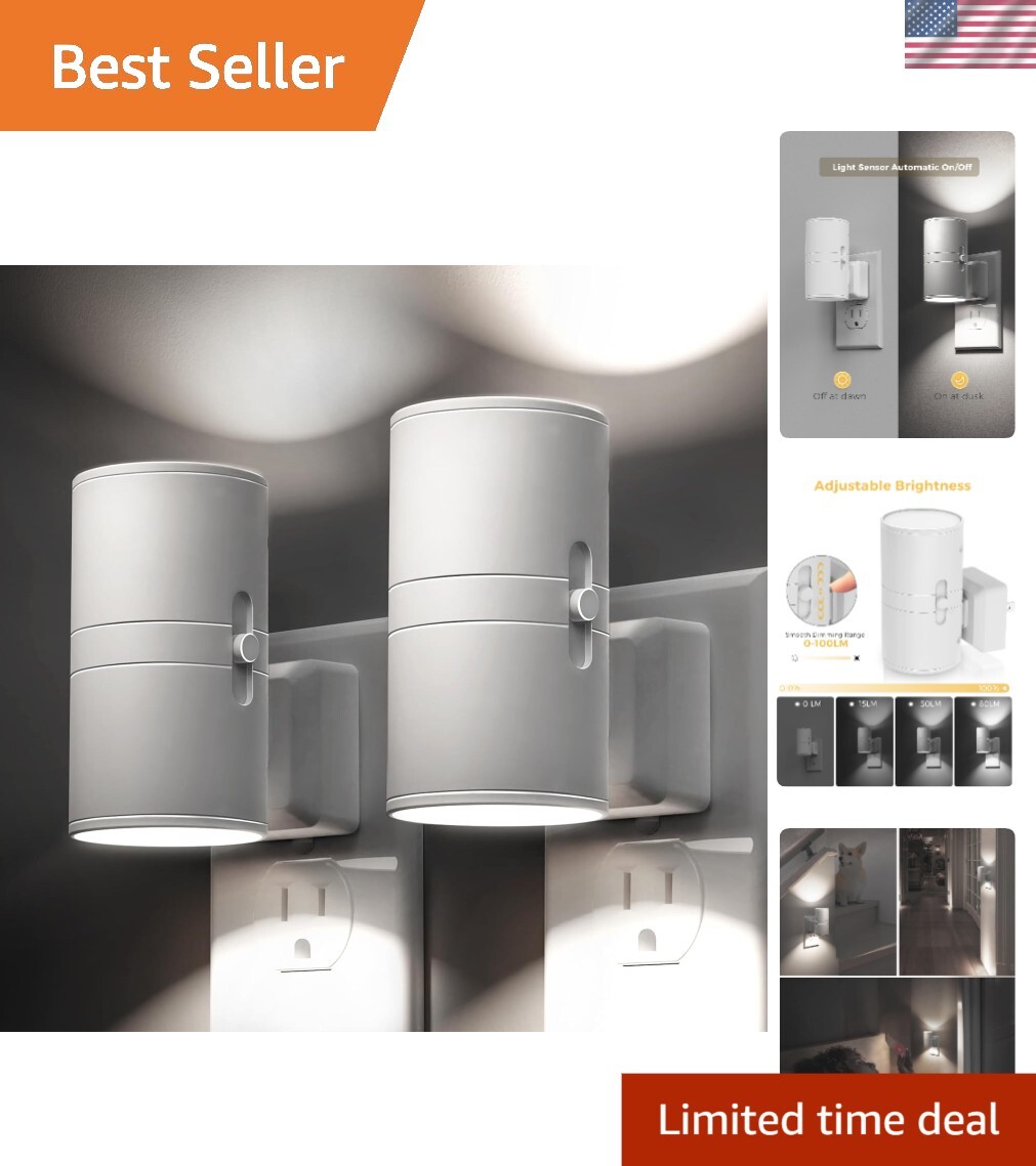 Adjustable Brightness LED Night Lights with Light Sensor – Perfect for Any Room