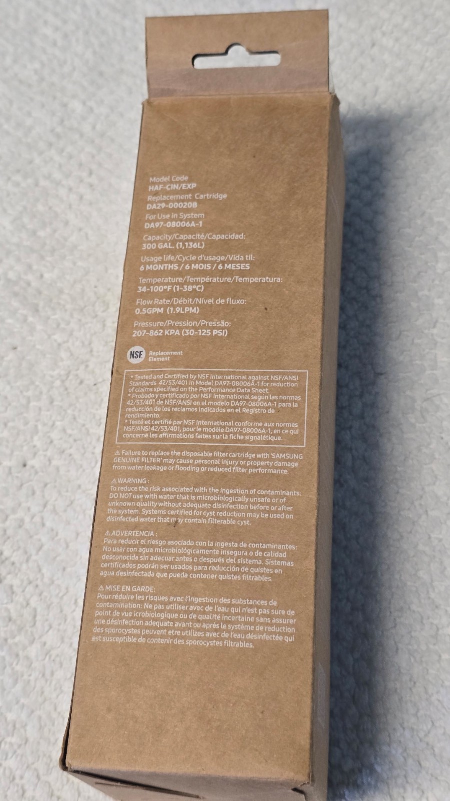 Samsung DA29-00020B HAF-CIN/EXP Refrigerator Water Filter DA97-08006A-1 Genuine