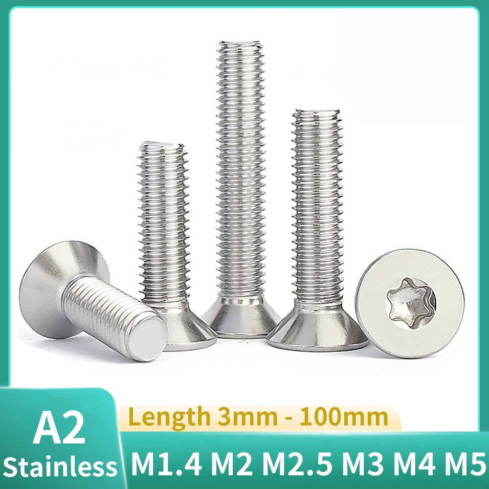 M1.4 – M4 M5 A2 Stainless Steel Torx Countersunk Machine Screws Six Lobe DIN 965