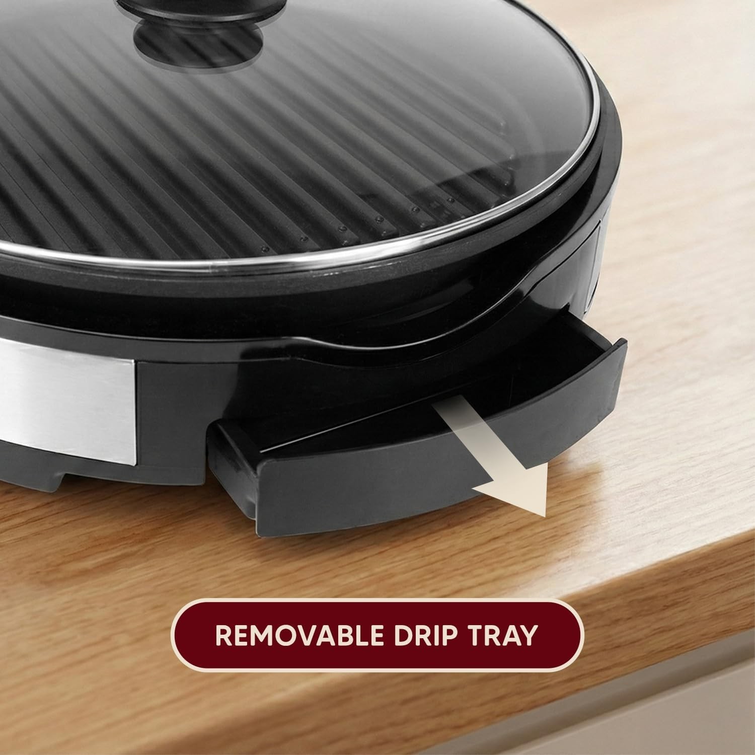 Effortless Grilling – 12″ Smokeless Indoor BBQ Grill with Dishwasher Safe Parts