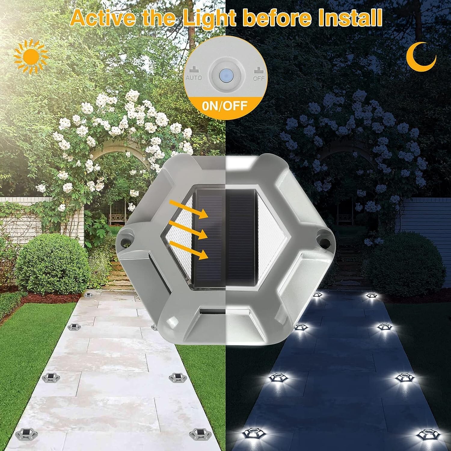 T-SUN 8PACK Outdoor Solar Deck Lights LED Dock Waterproof Light Driveway Pathway