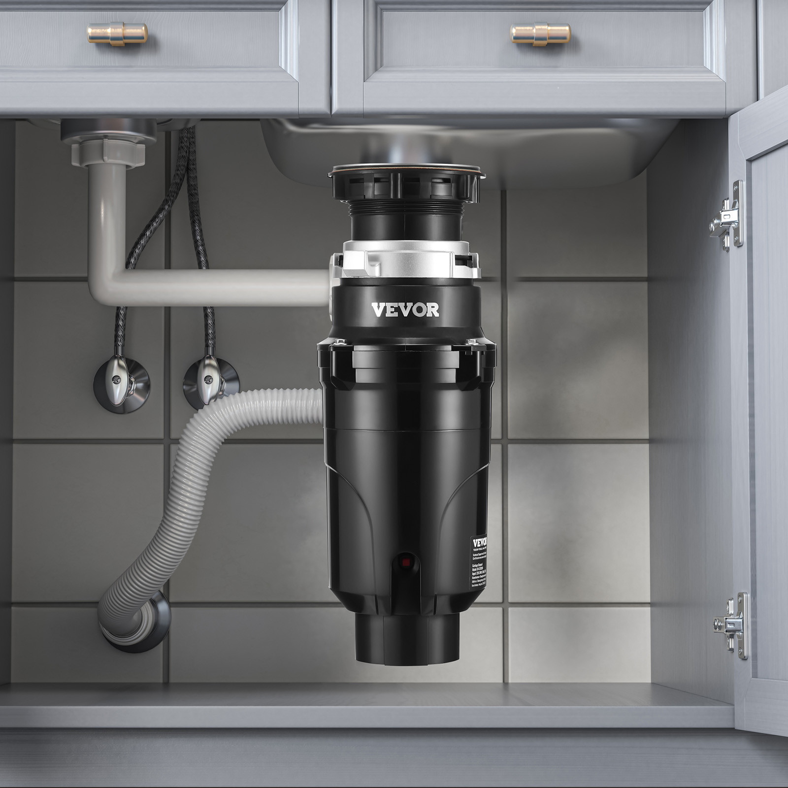 VEVOR Garbage Disposal 1/2 HP Continuous Food Waste Disposer 3450RPM EZ Connect