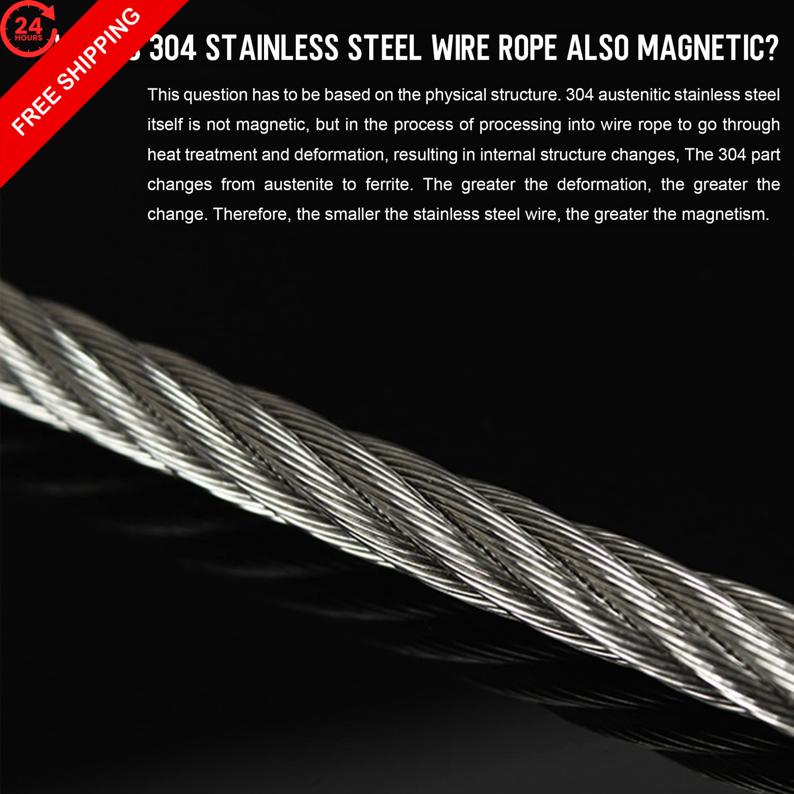 1/16 Wire Rope, 304 Stainless Steel Cable, Aircraft 328 Feet, Silver Gray