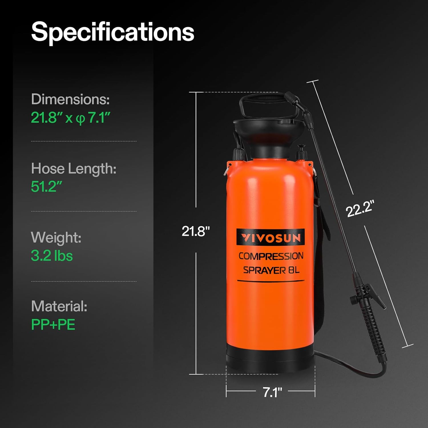 Pump Sprayer 2 Gallon, Pressurized Lawn & Garden Water Spray Bottle with Adjusta