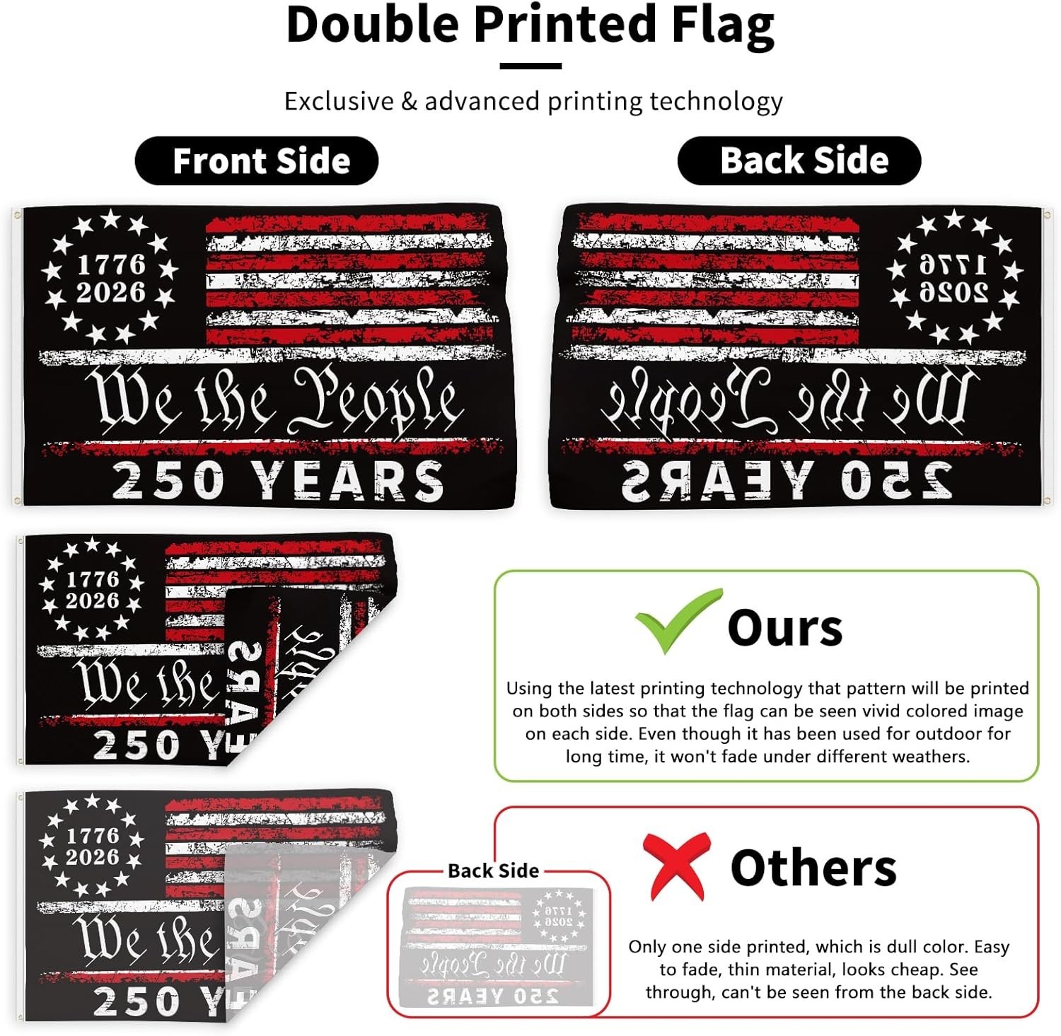 250 Years America Flag, 3X5 Ft, USA 250Th Anniversary Patriotic Design,1776-2026