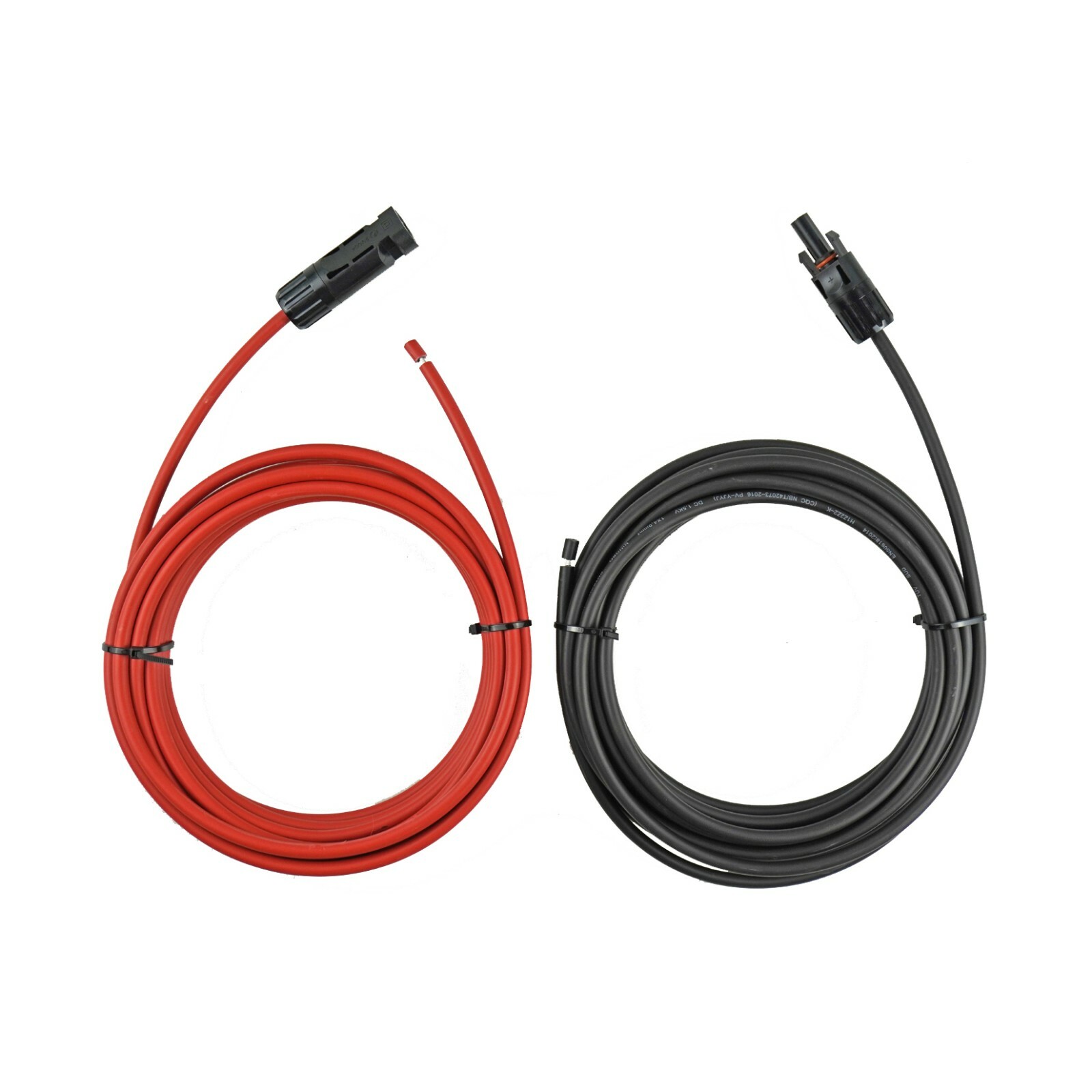 Pair Black + Red Solar Panel Extension Cable PV Wire with connectors 10AWG