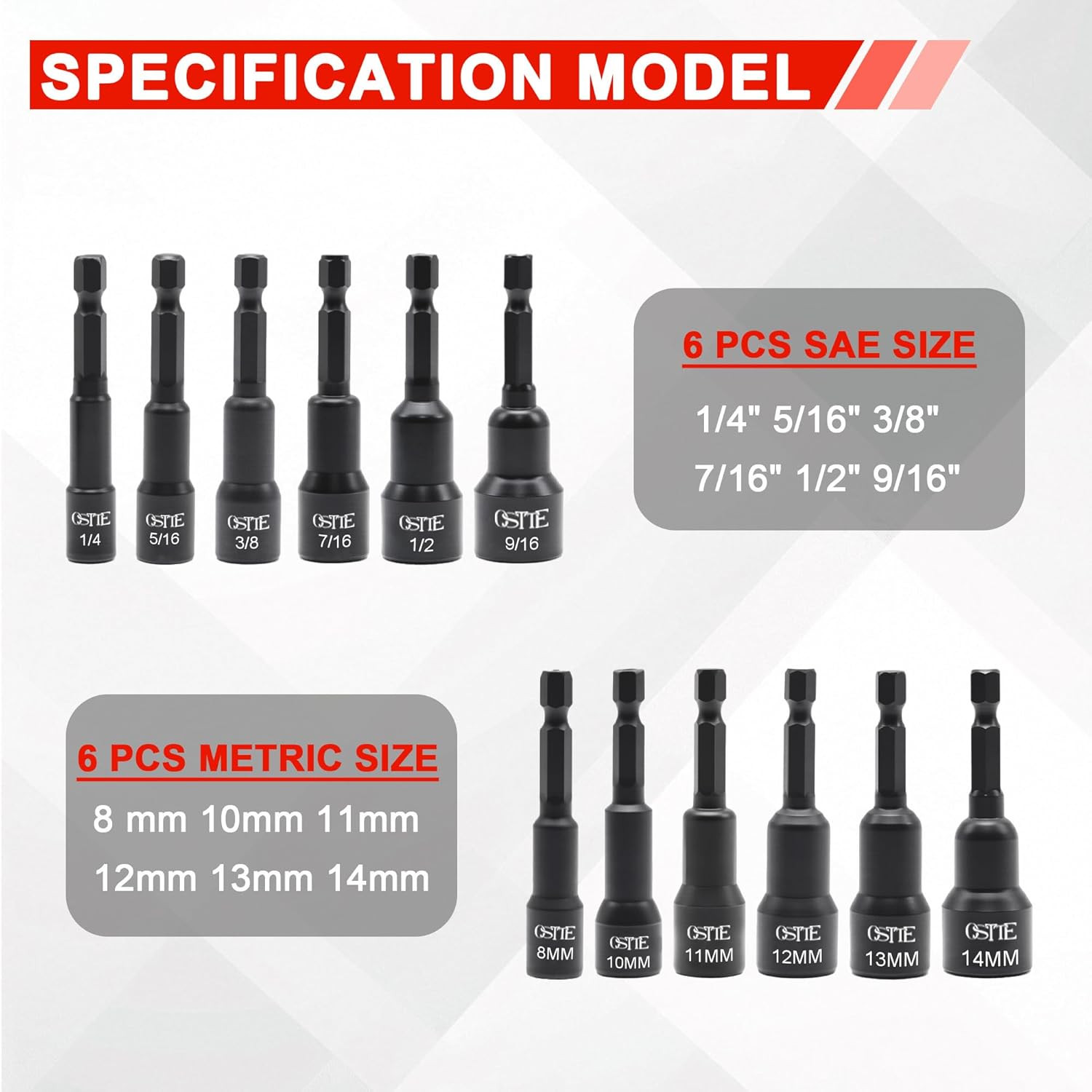 12Pc Magnetic Nut Driver Set, 1/4″ Quick-Change | Cr-V Steel, SAE & Metric Sizes