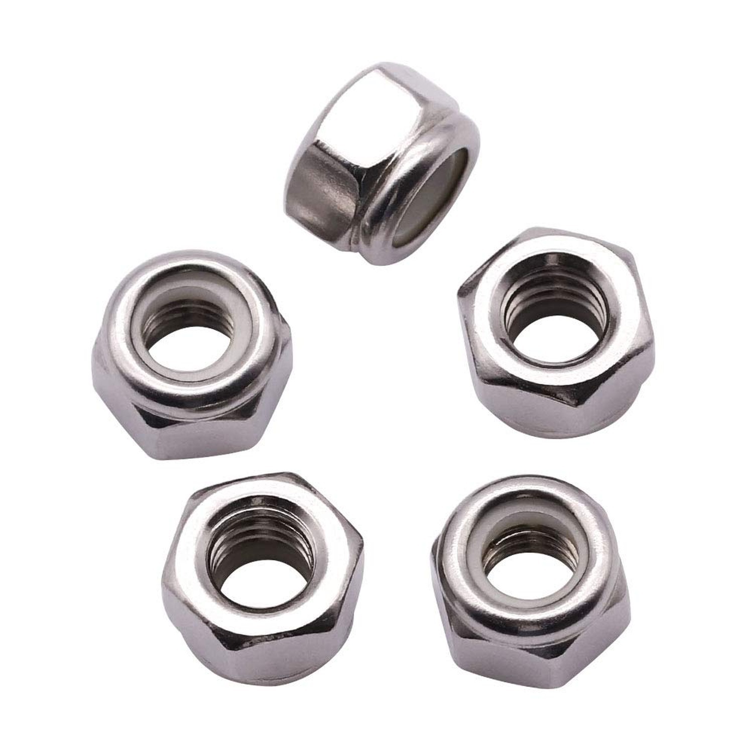 UNC 1/2″-13 inch Nylon Insert Hex Lock Nuts (10 Pack), 304 Stainless Steel (1…