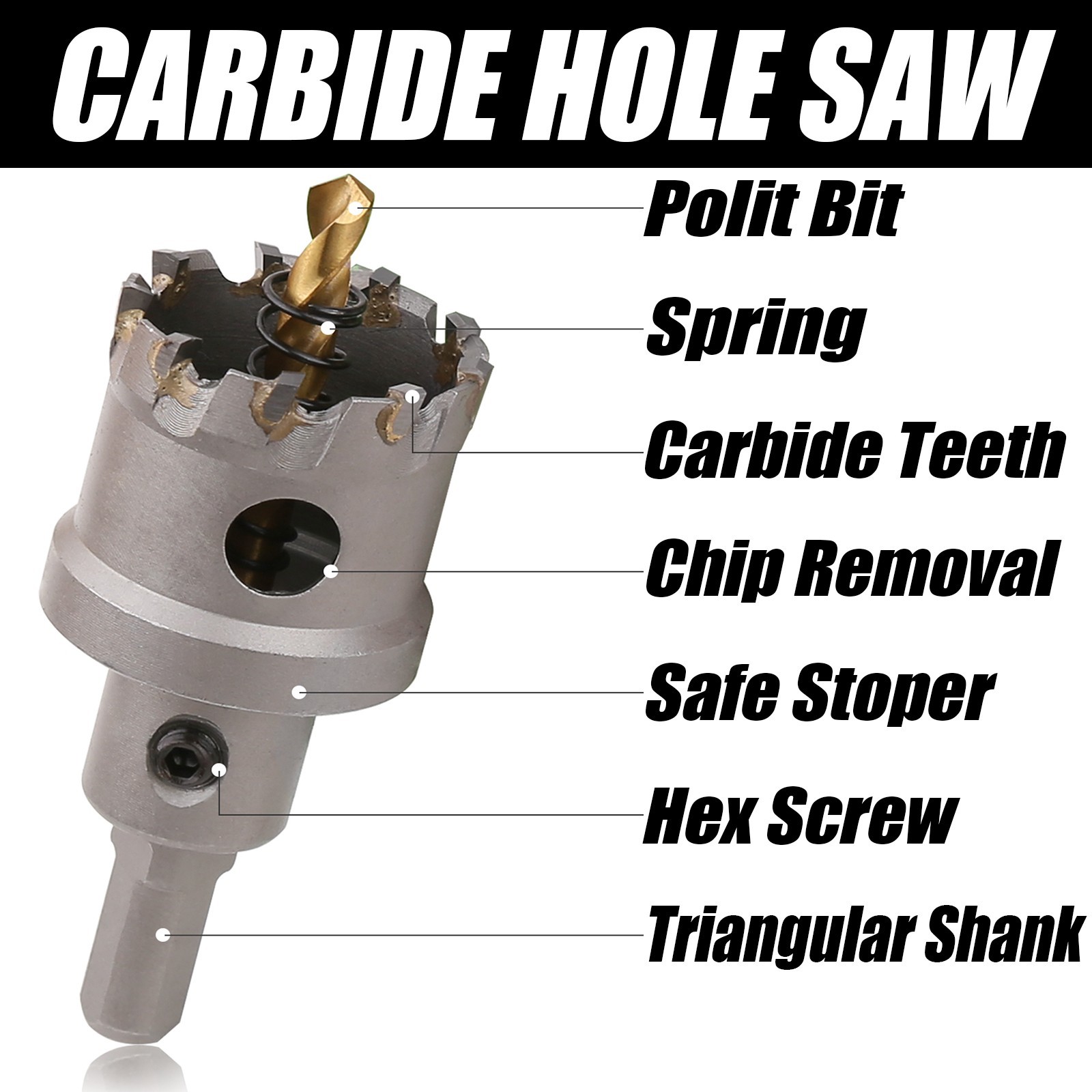 2-3/8” 60mm TCT Carbide Hole Saw Cutter Drill Bit HoleSaw For Metal Alloy Steel