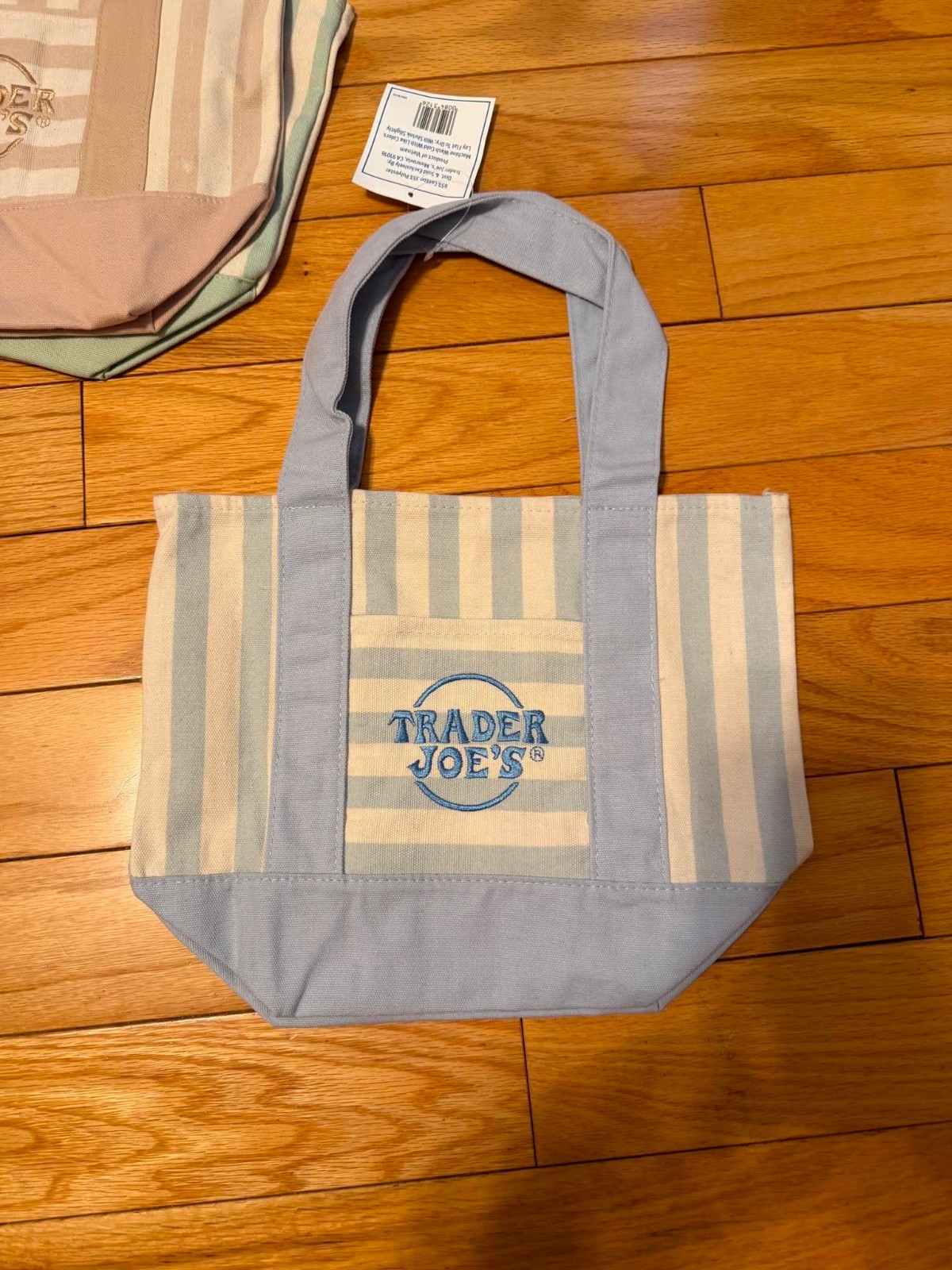 Trader Joe’s Mini Pastel Stripe Canvas Tote Bag Limited Edition Set Of 4