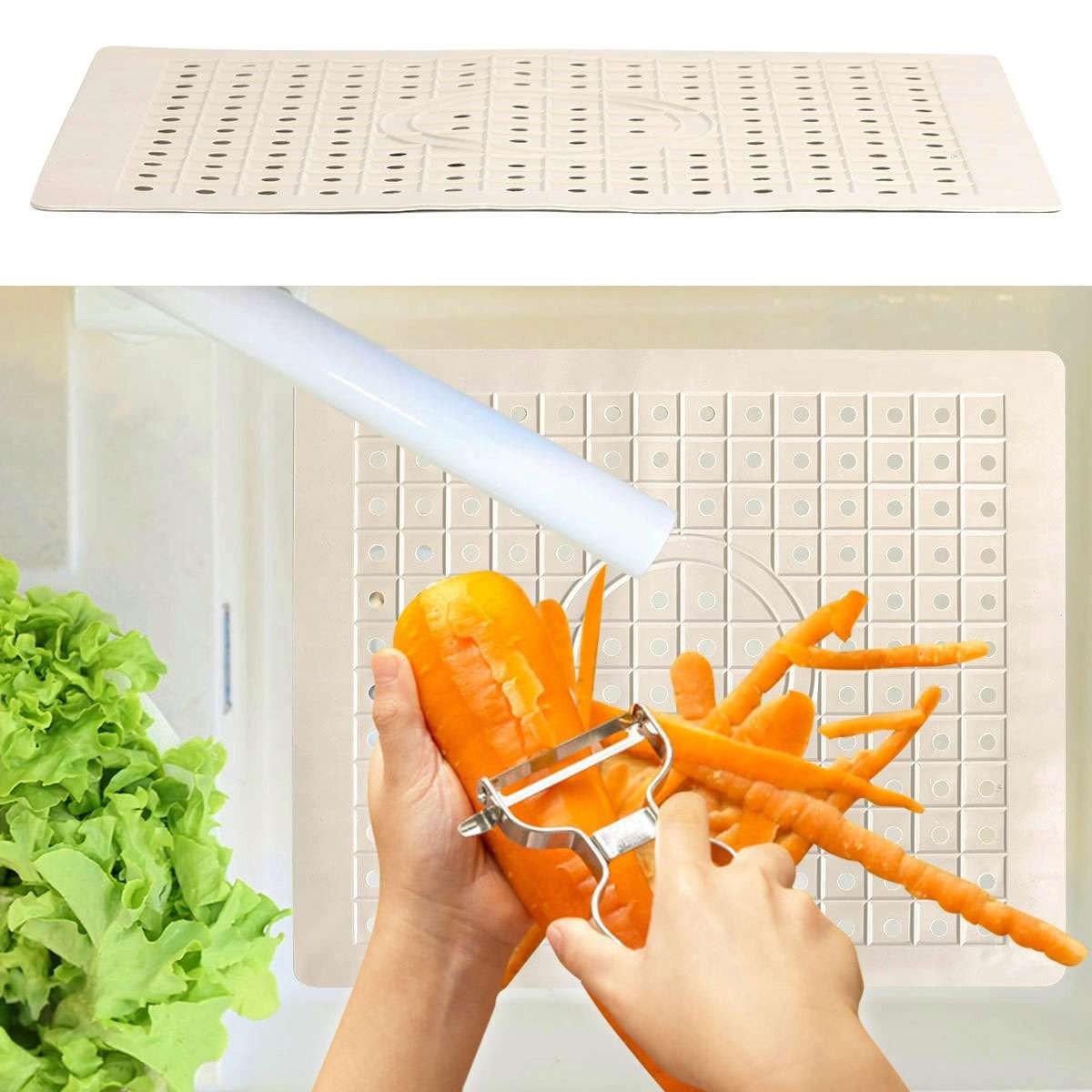 2 Pack Kitchen Sink Mat Drain Pad Protector 10″ x 12″ Non-Slip Rubber Durable