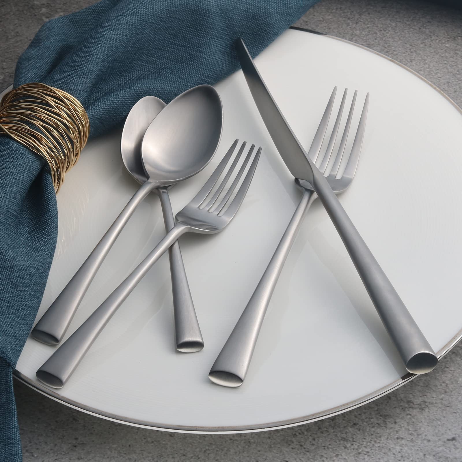 Alata Bailey 20-Piece Forged Stainless Steel Flatware 20 pieces for 4, Satin