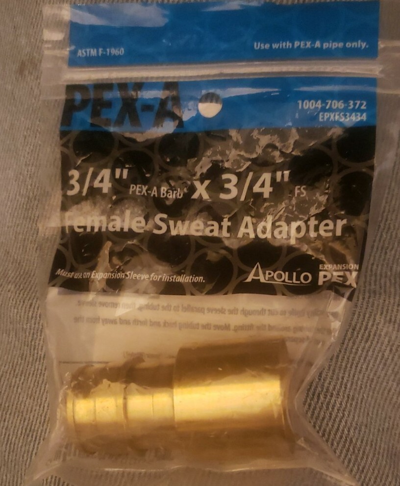 Apollo Valves EPXFS3434 PEX-A Barb Adapter, Brass, 1.83 Inch X 3/4 Inch