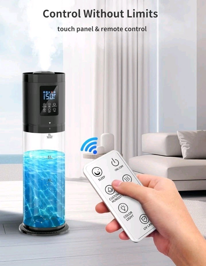 8L Smart Humidifier for Bedroom – 30dB Ultra Quiet, 60H Runtime, Aroma Diffuser