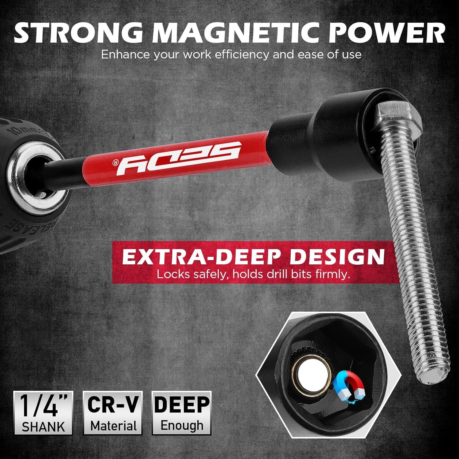 41-Piece Premium 1/4″ Drive Magnetic Impact Nut Driver Set Metric & SAE Standard
