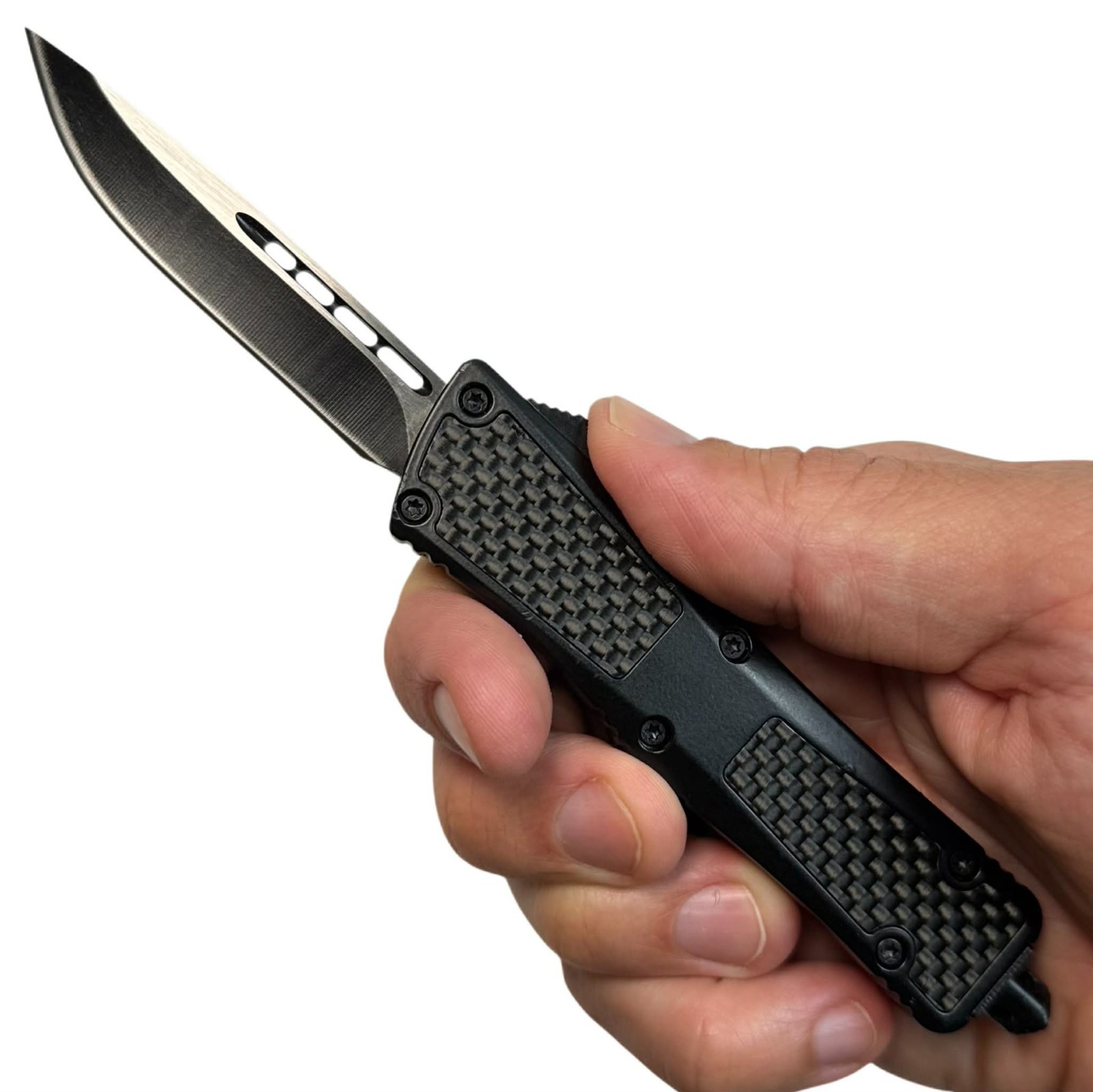 Kitchen Knife Portable Metal Handle Carbon Fiber Pattern EDC Sheath and Gift Box