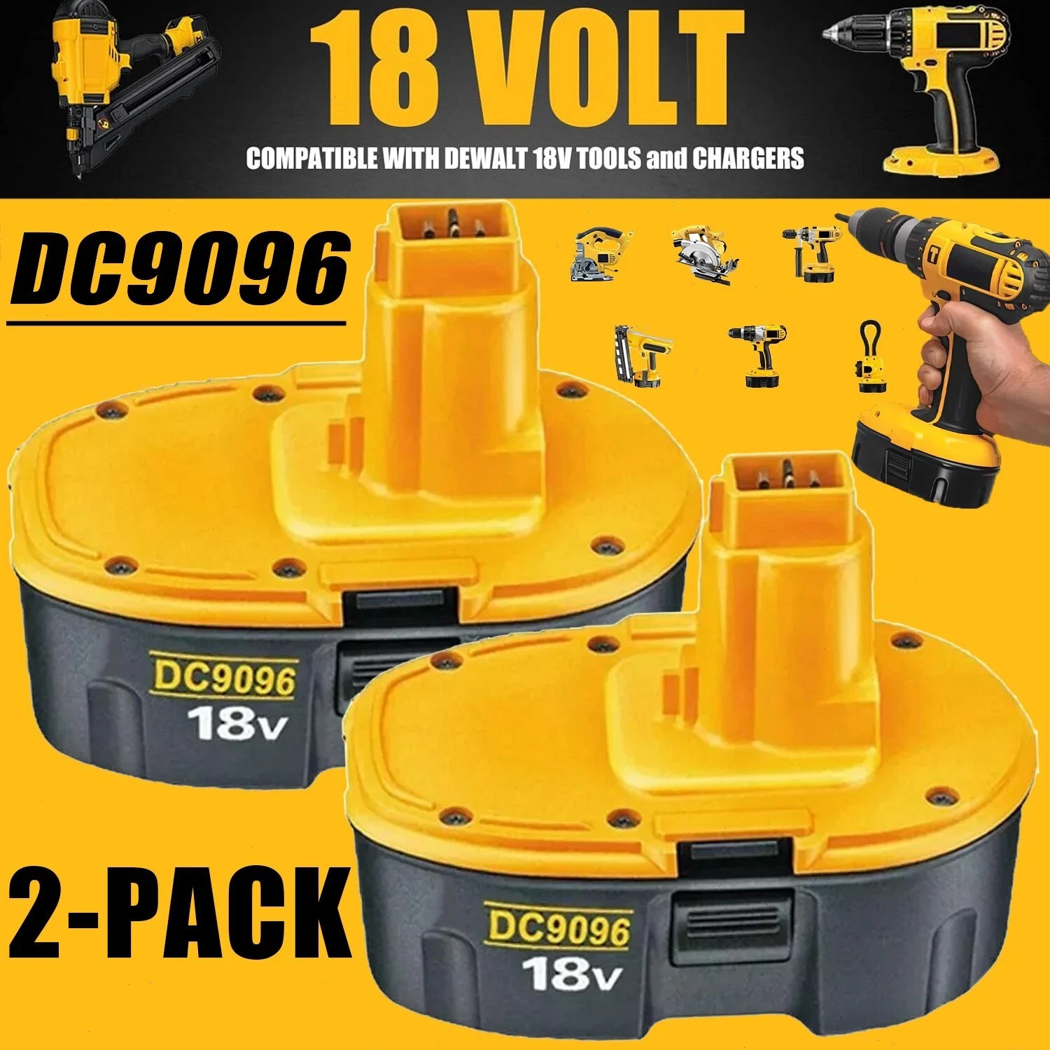 2PACK 18V For Dewalt 18 VOLT XRP Ni-MH 7.0Ah Battery DC9099 DC9096 DC9098 NEW