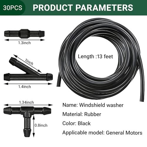 30 Car Windshield Washer Hose Kit 4M 13Ft Black 1.0 Count Electronic Gadget