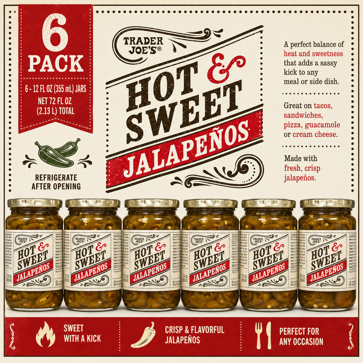 6-Pack Trader Joe’s Hot & Sweet Jalapeños