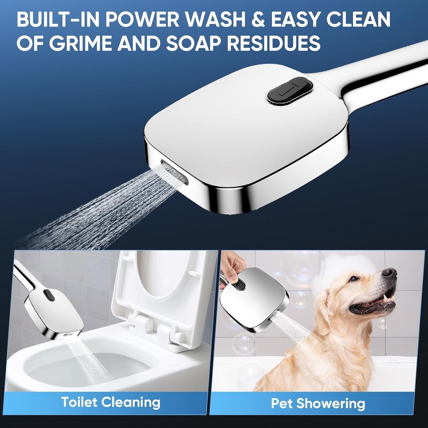 High Pressure Shower Head with Handheld,8 Modes,Heat-Resistant ABS Plastic Mater