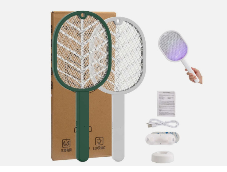 Handheld USB Rechargeable Mosquito Fly Swatter Zapper Killer Bug Insect Racket