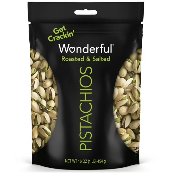 Wonderful Pistachios, In-Shell Roasted with No Salt Nuts, 16 Ounce Bag
