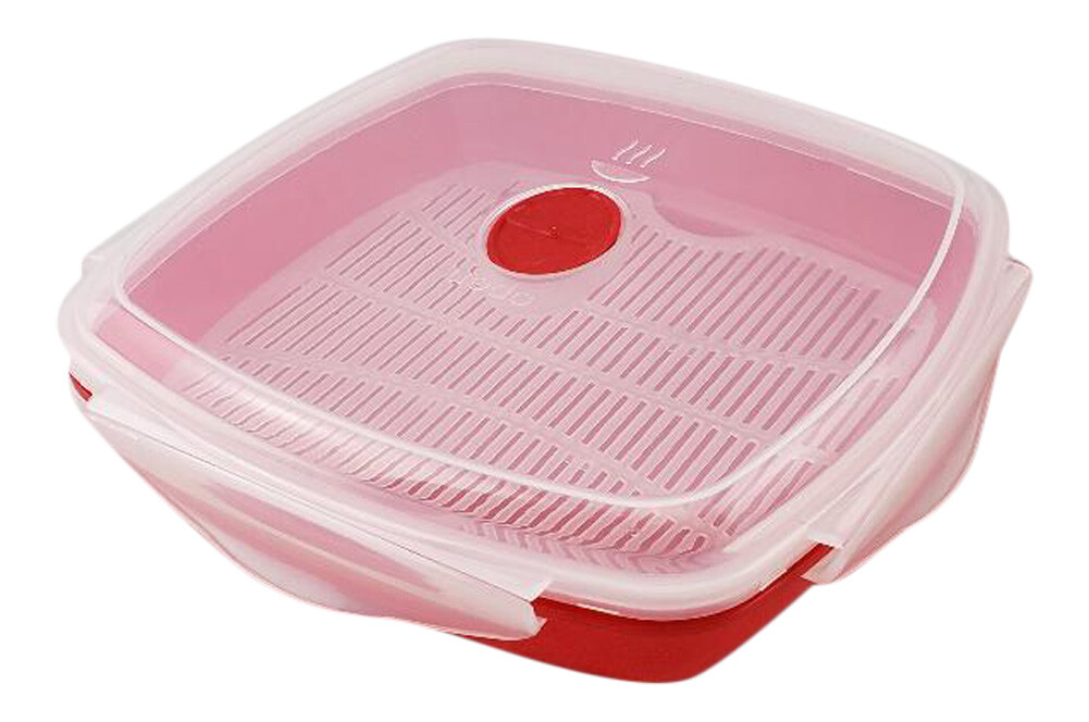 Microwave Steamer Grill with Lid Cooks Meats Fish Vegetables in Minutes (835)