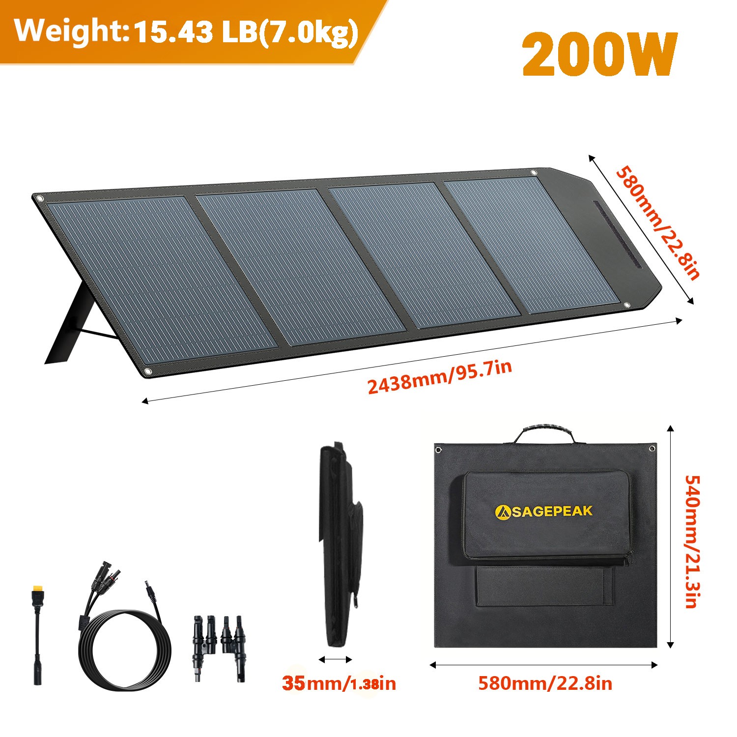 SAGEPEAK 500W Foldable Solar Panel Portable Monocrystalline RV Caravan Camping