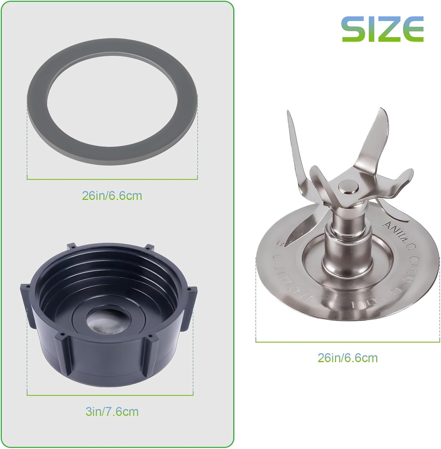 Oster Blender Replacement Parts Kit – 6-Fin Ice-Crushing Blade, Jar Base Cap, an