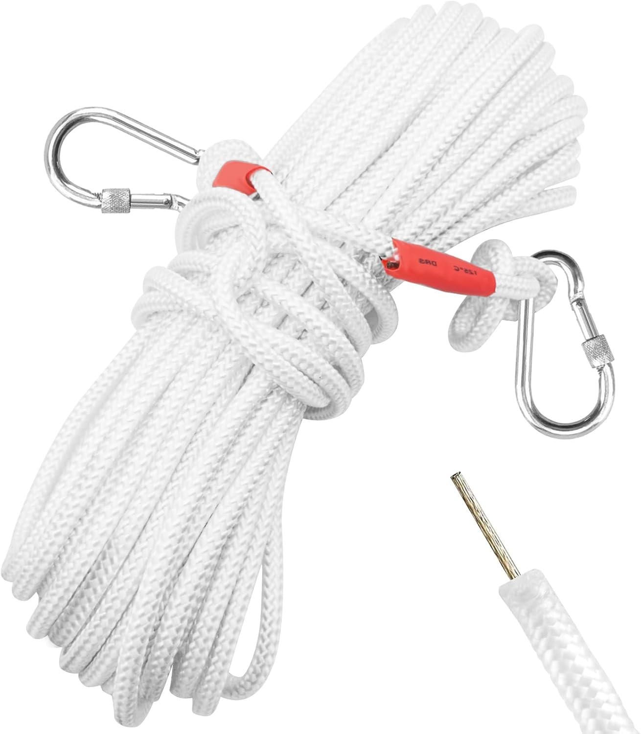 5/16″ x 66 ft Wire Center Flagpole Rope, White Braided Polyester Flagpole Hal…