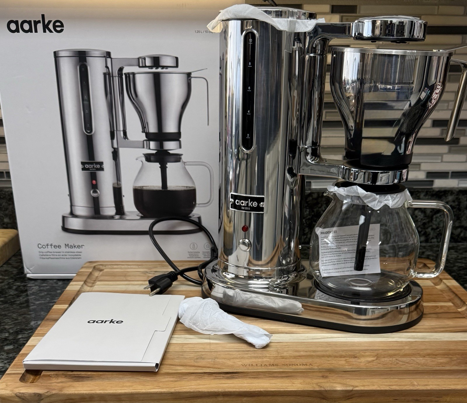 Aarke Stainless Steel Chrome Coffee Maker Electric Drip Brand New Read!