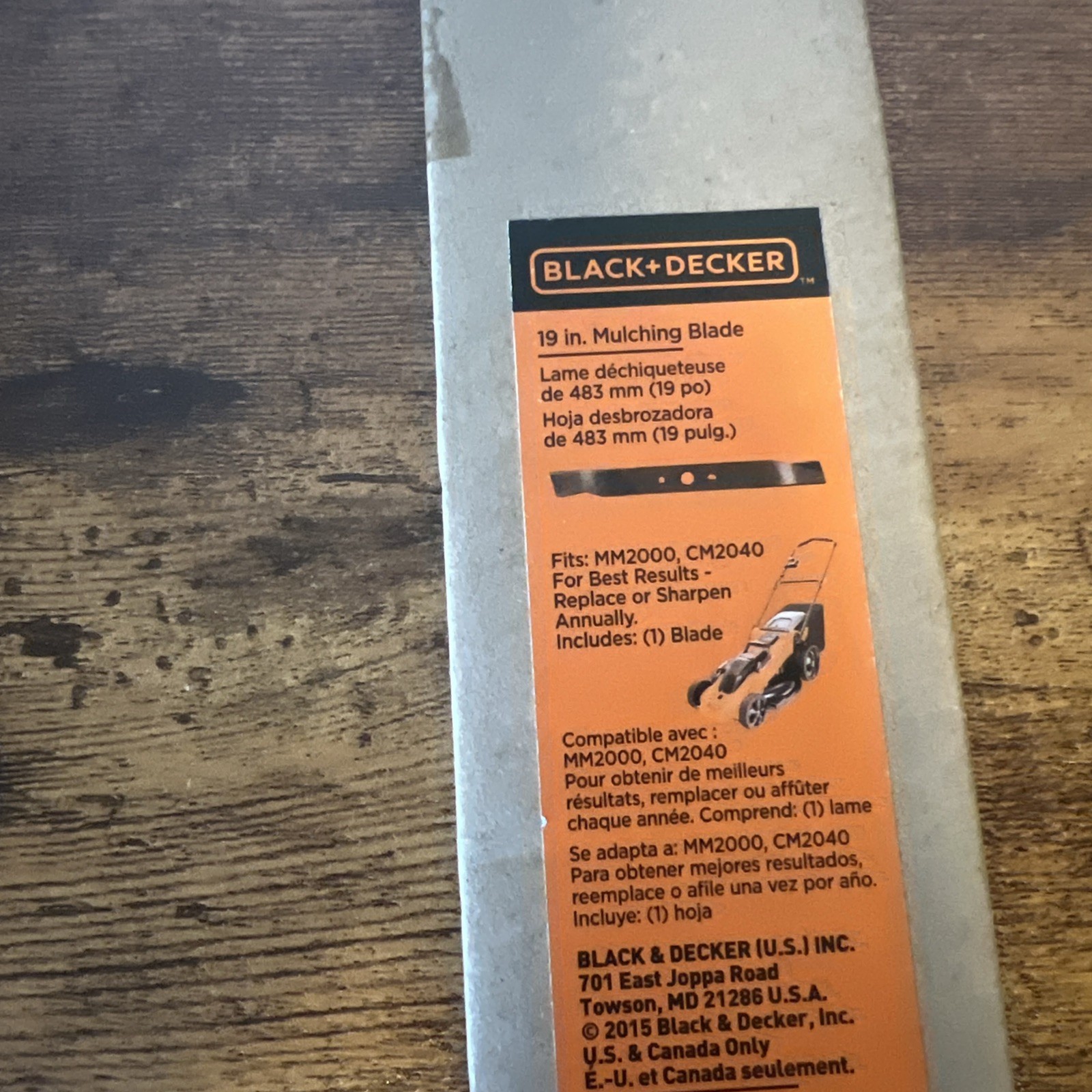 Black And Decker 19” Mulching Blade, Fits MM2000, CM2040’ NIB