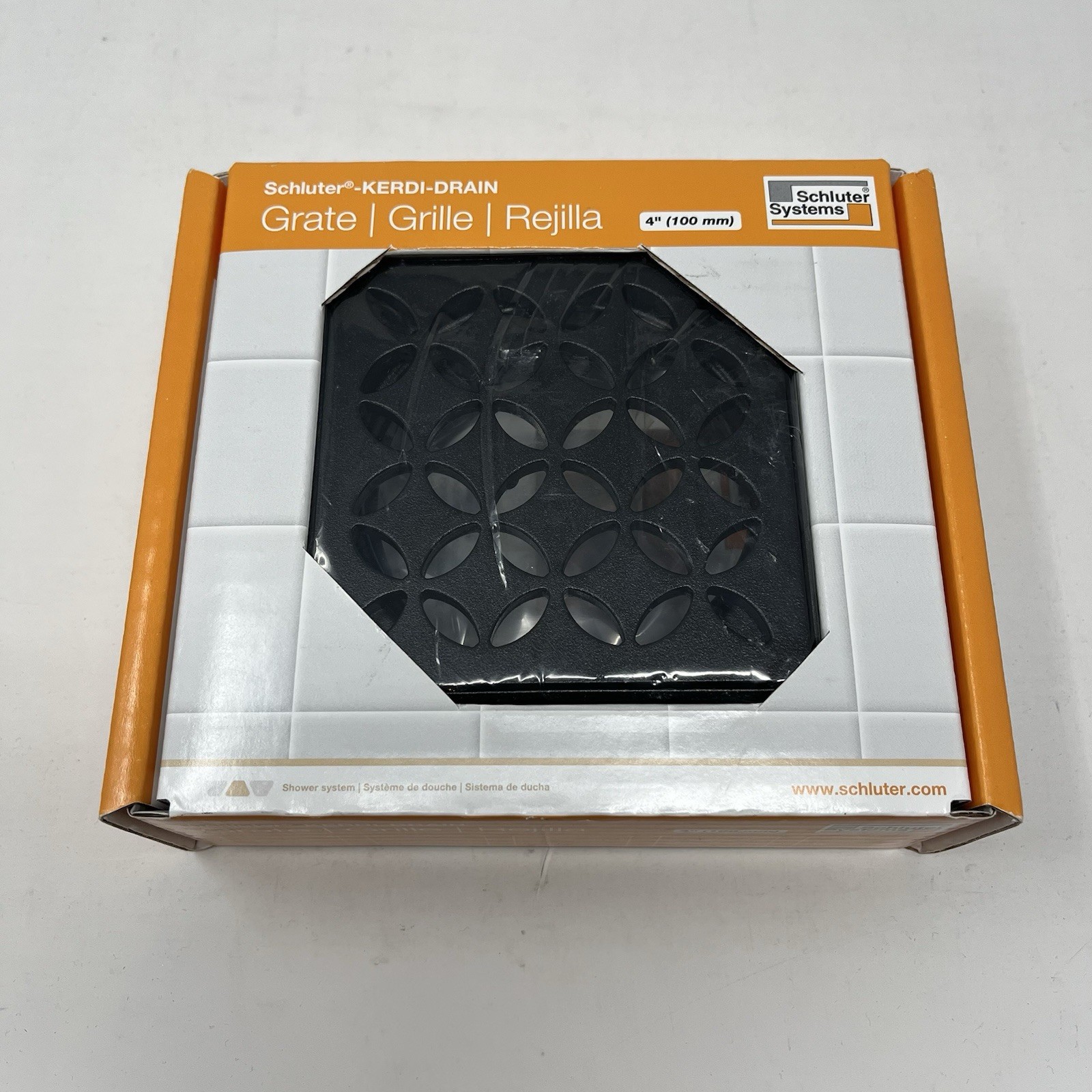 Schluter Systems Kerdi-Drain 4″ Square Grate – Matte Black Floral KDIF4GRKMGSD5
