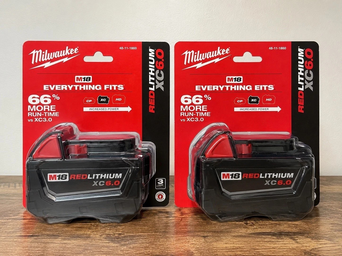 2 PCS 18V Milwaukee 48-11-1860 6.0 AH Batteries M18 XC18 48-11-1860 New In Pack