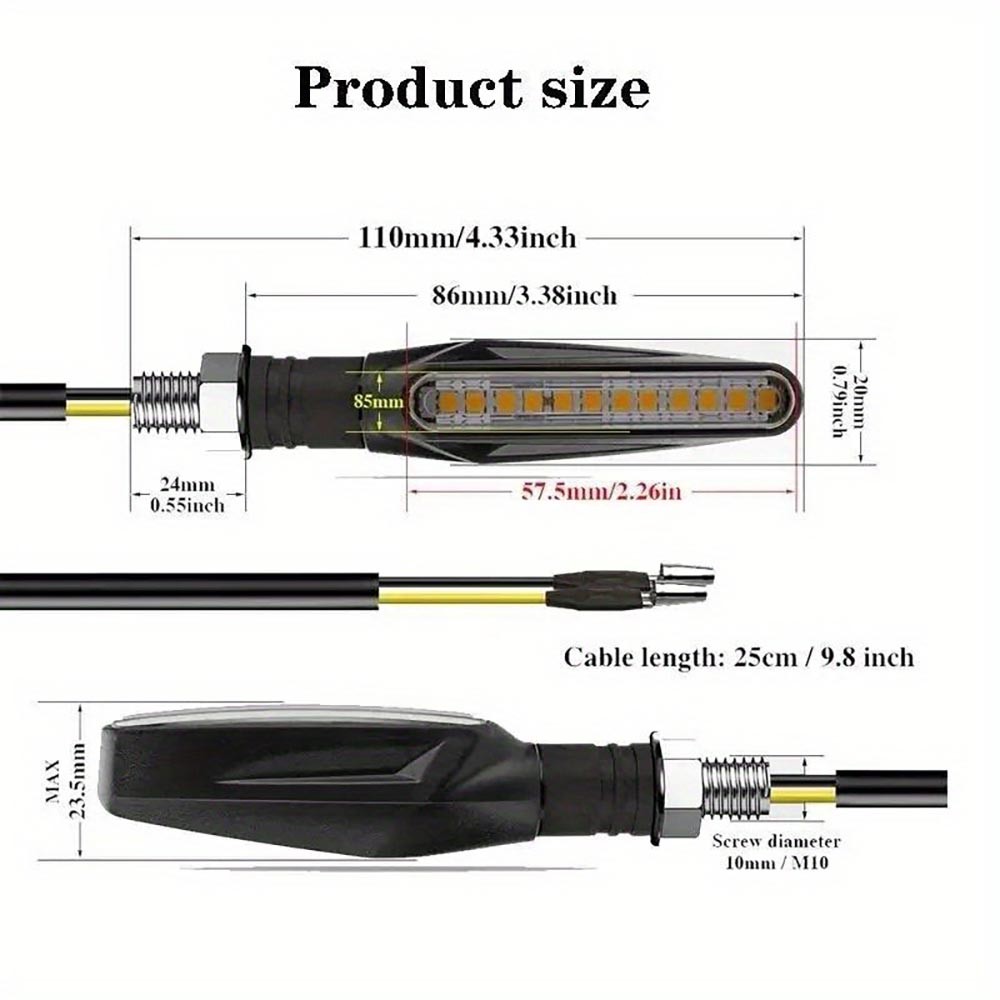 12V Turn-Signal Reliable Long-Lasting Robust 4PCS 12V Flowing Turn Signal Lights