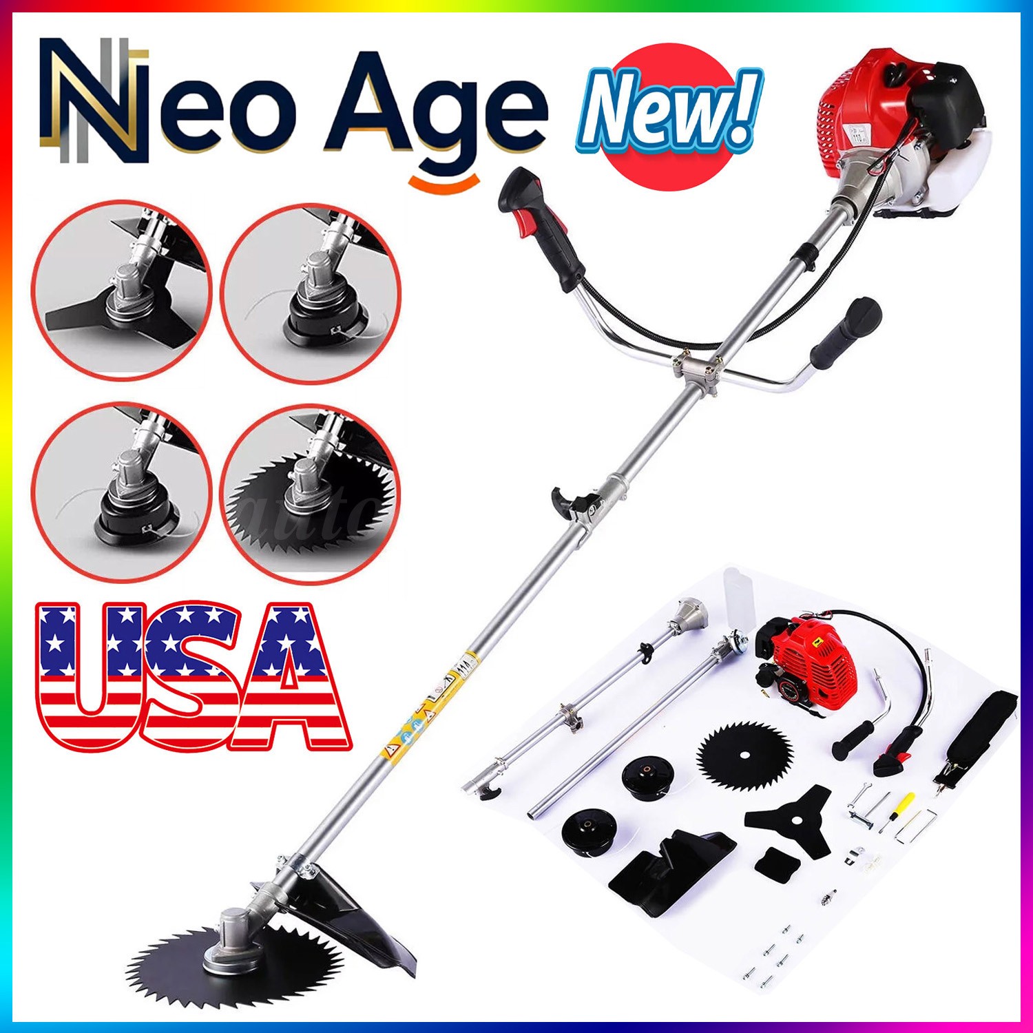 58cc 2-Cycle Gas Grass String Trimmer Straight Shaft Gas Weed Eater Lawn Mower