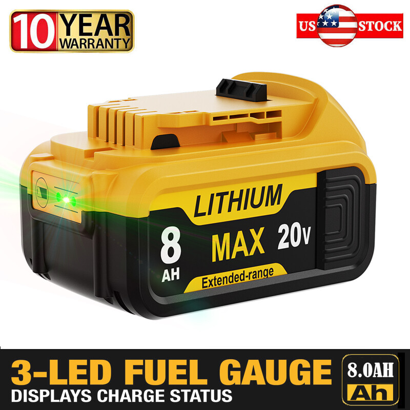 For DeWalt 20V 20 Volt Max XR 8.0AH Lithium Ion Battery Pack DCB206-2 DCB205-2