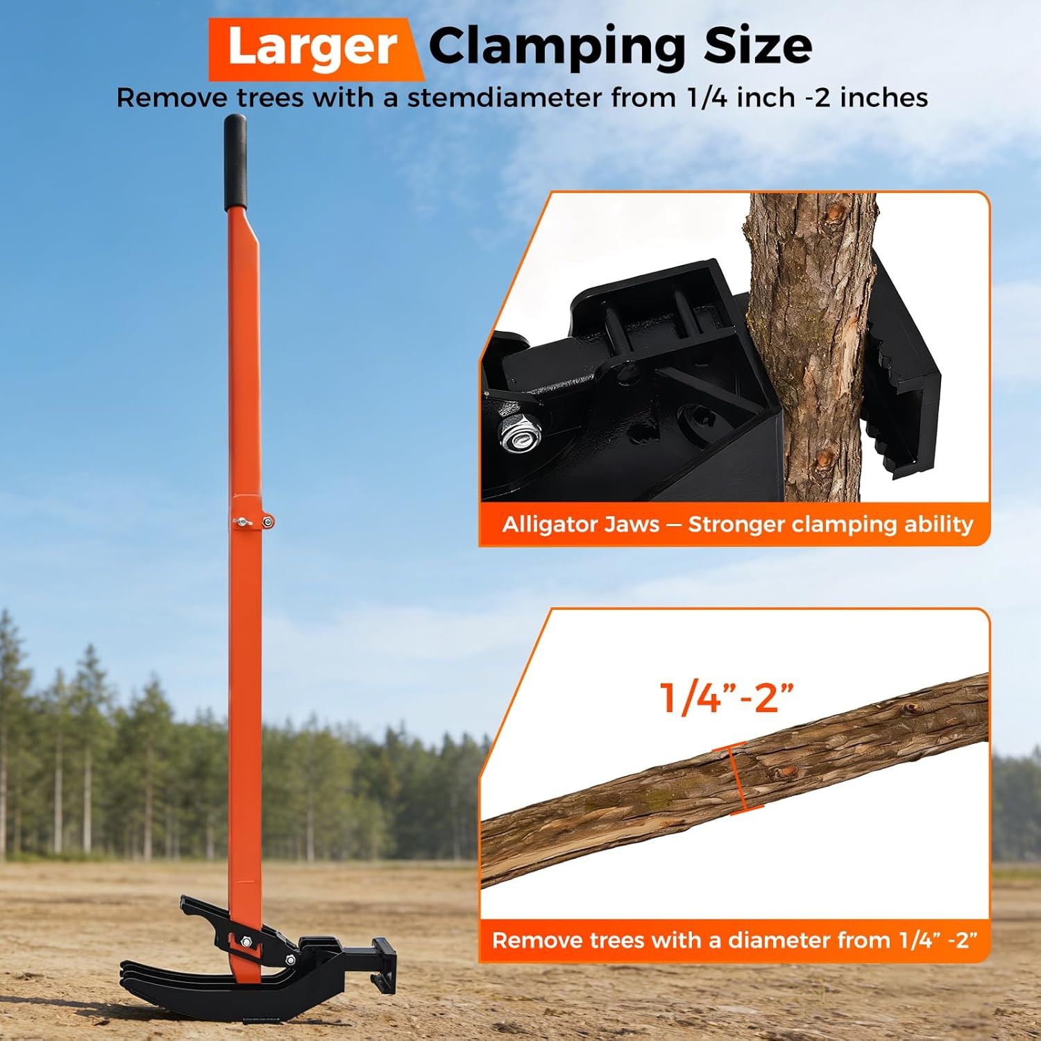 Heavy Duty Sapling Puller Tool High Leverage Tree Root Remover 1/4″ to 2″