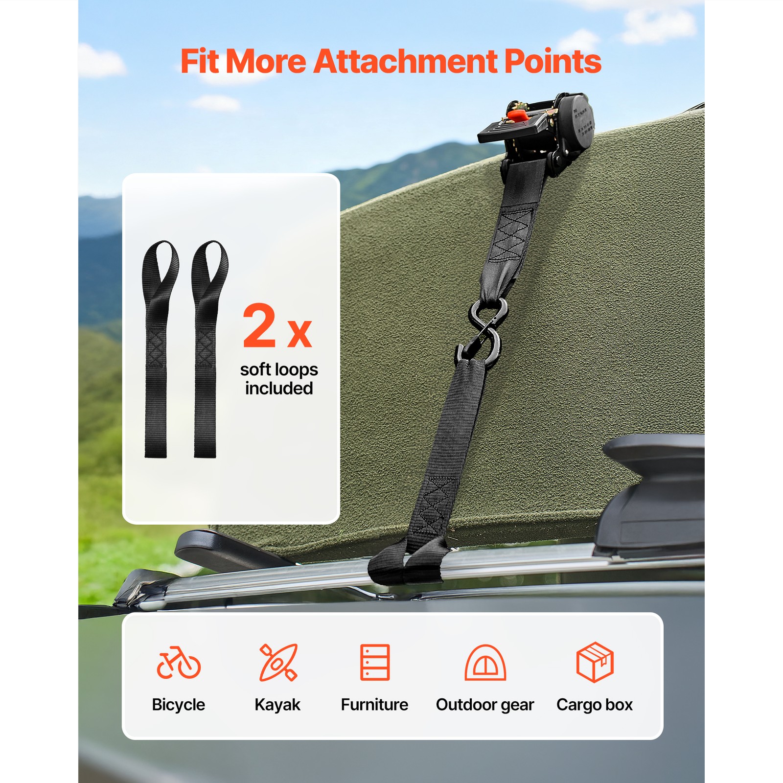 Uimoso 2 Pack 2″ x 10′ Retractable Ratchet Tie Down Straps, 3033 lbs Capacity