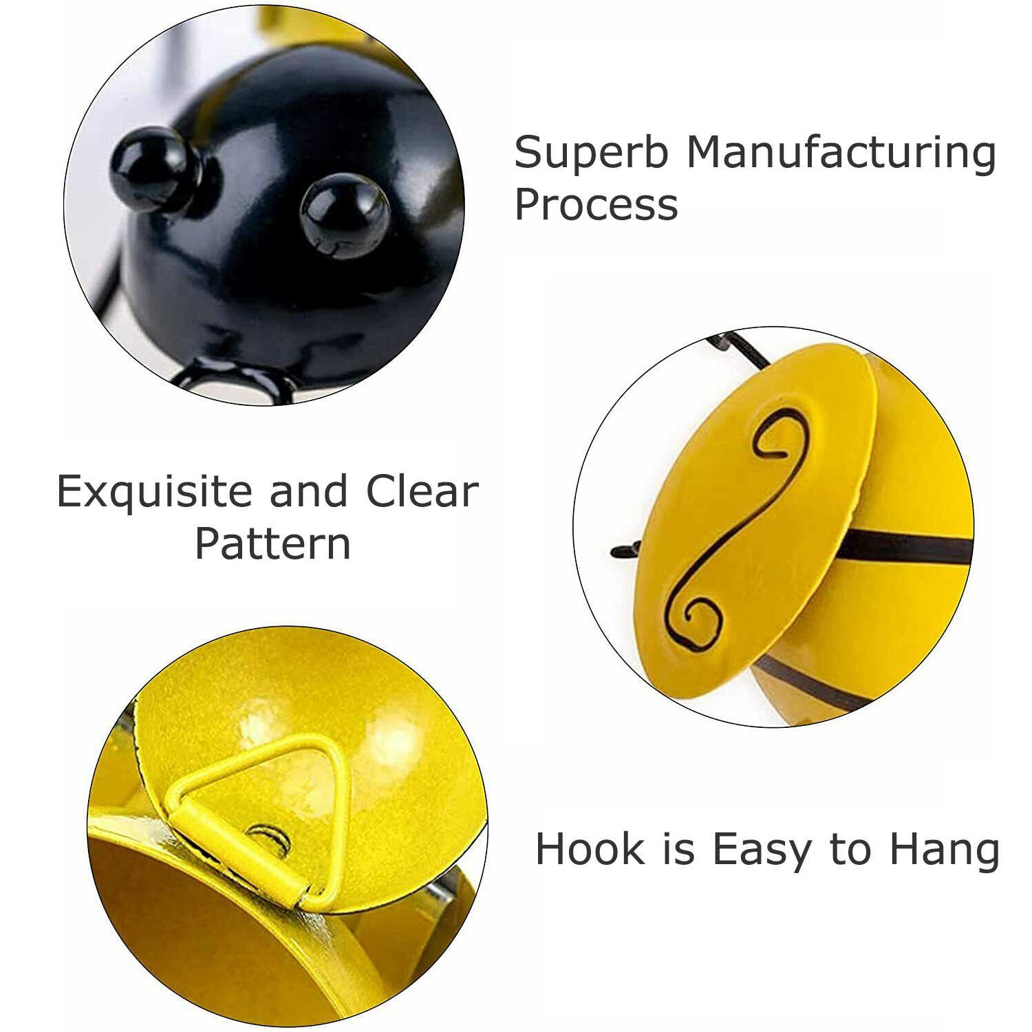 Decorative Metal Bumble Bee Garden Accents – Lawn Ornaments – Set of 4