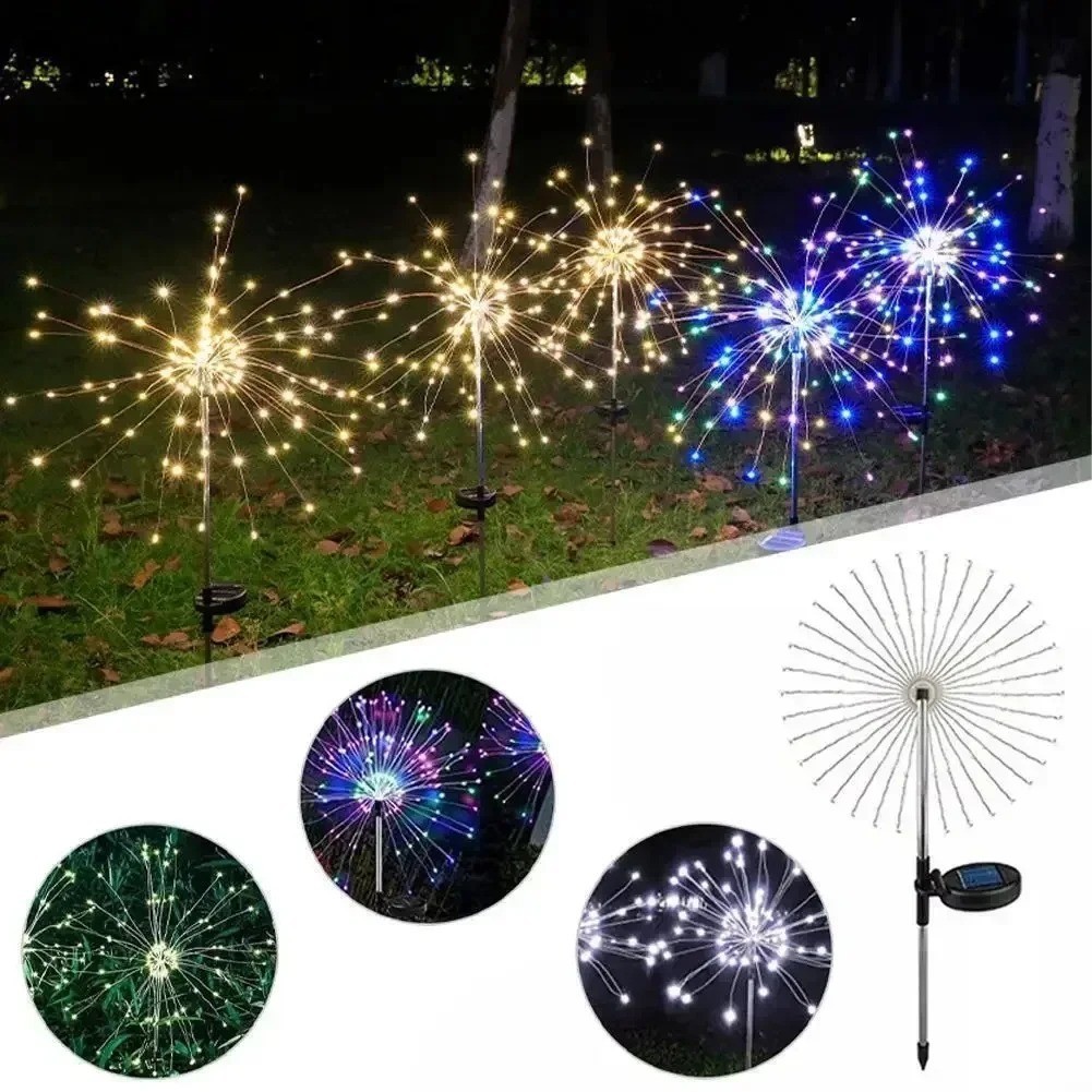Outdoor LED Solar Firework Lights Garden Decoration Fairy Lights Waterproof Dand