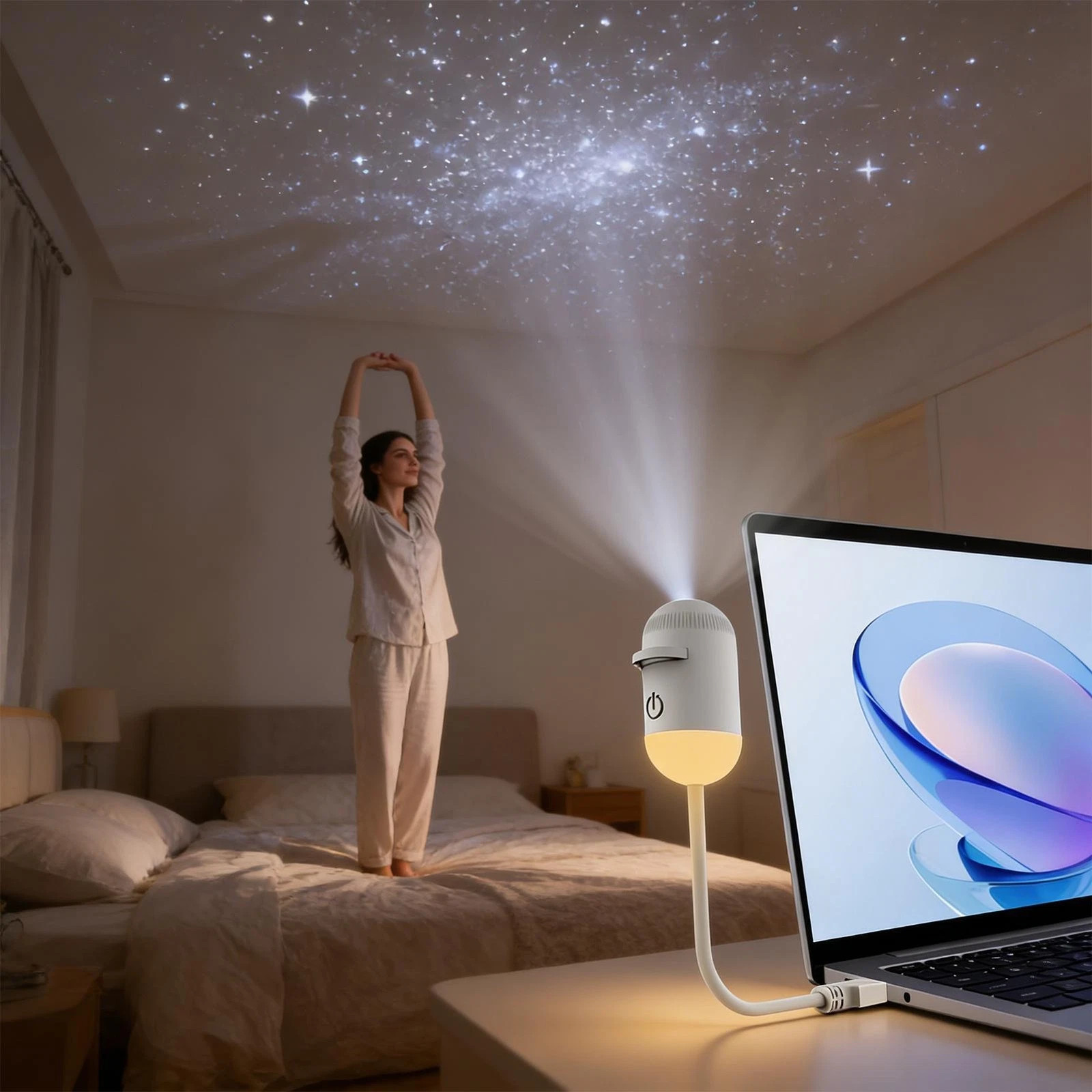 Starry Sky Aurora Galaxy Projector Night Light HD 360° Rotating LED Mood Lamp