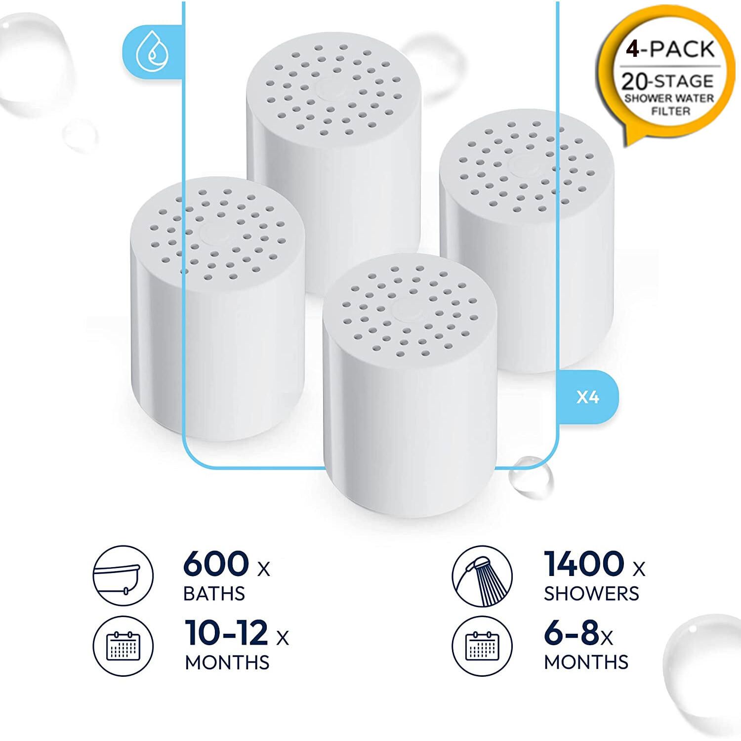 Shower Filter Replacement Cartridge 20-Stage Shower Filter Hard Water Purifier