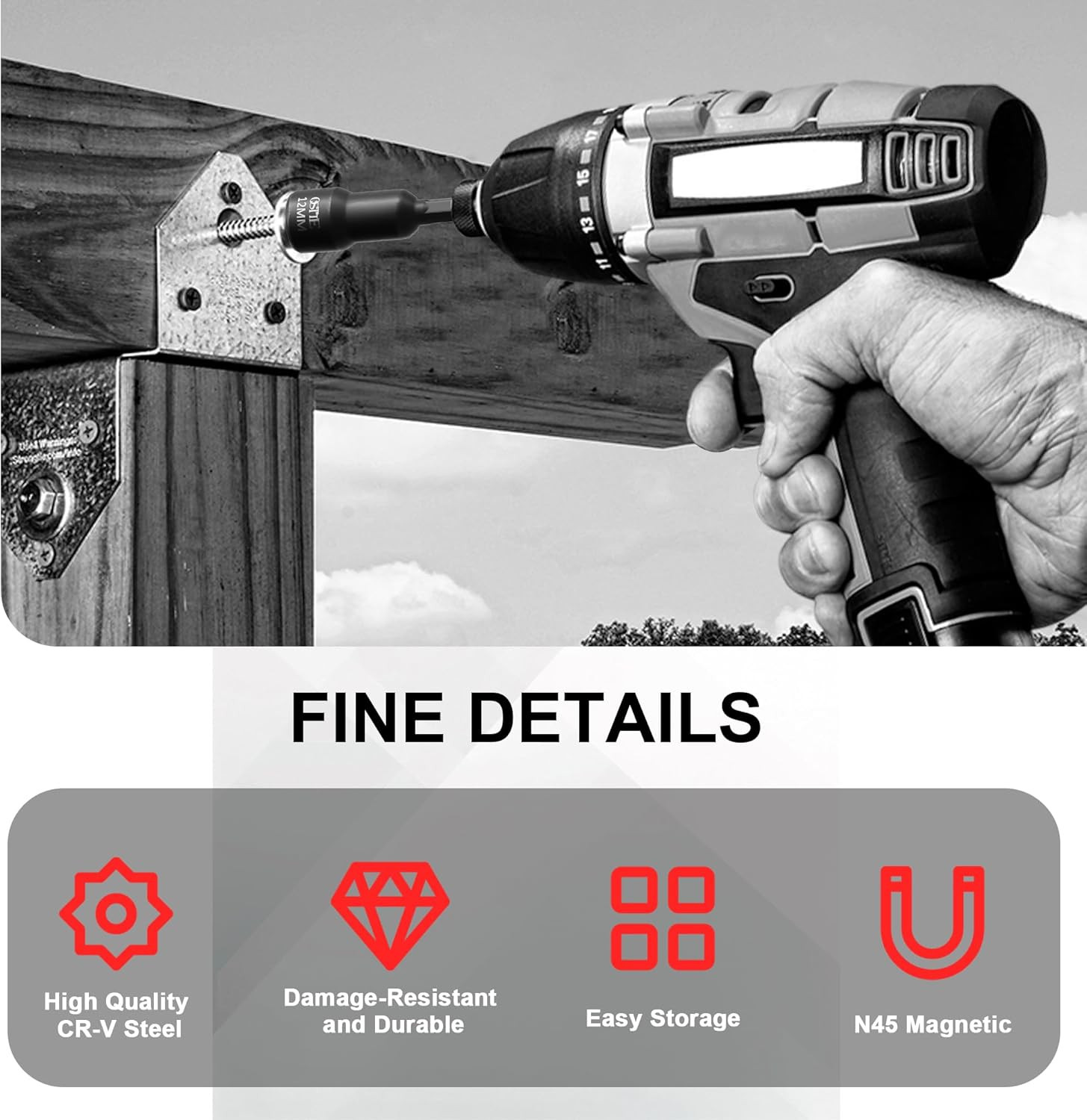 12Pc Magnetic Nut Driver Set, 1/4″ Quick-Change | Cr-V Steel, SAE & Metric Sizes