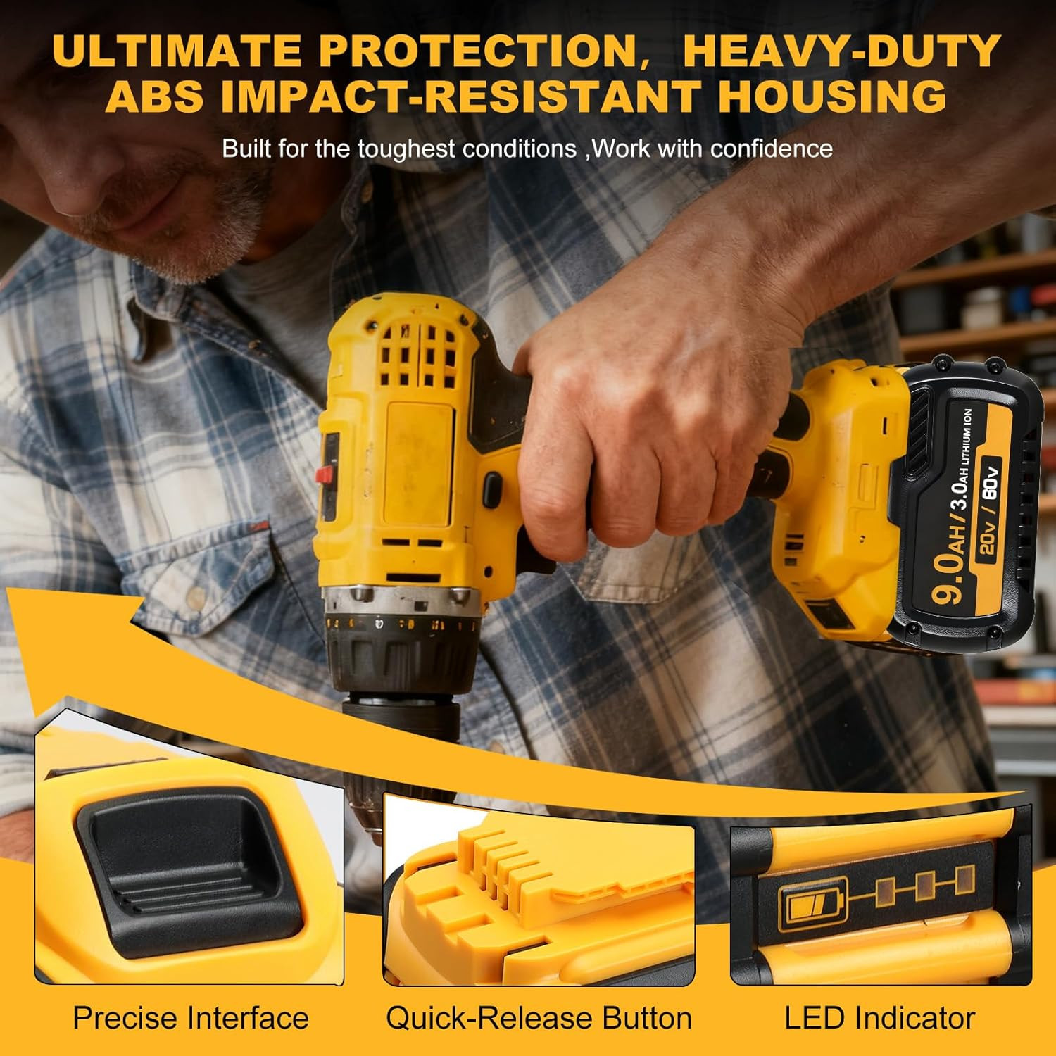 9Ah 1 Pack for DeWalt 20V MAX Tool Battery DCB606 609 612 High Capacity Li-Ion
